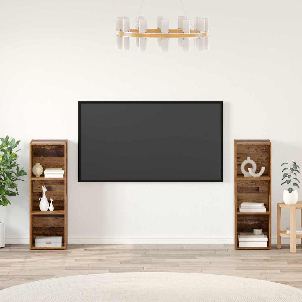 TV-bänkset 2 pcs Gammalt trä 107 x 35 x 37 cm Konstruerat trä