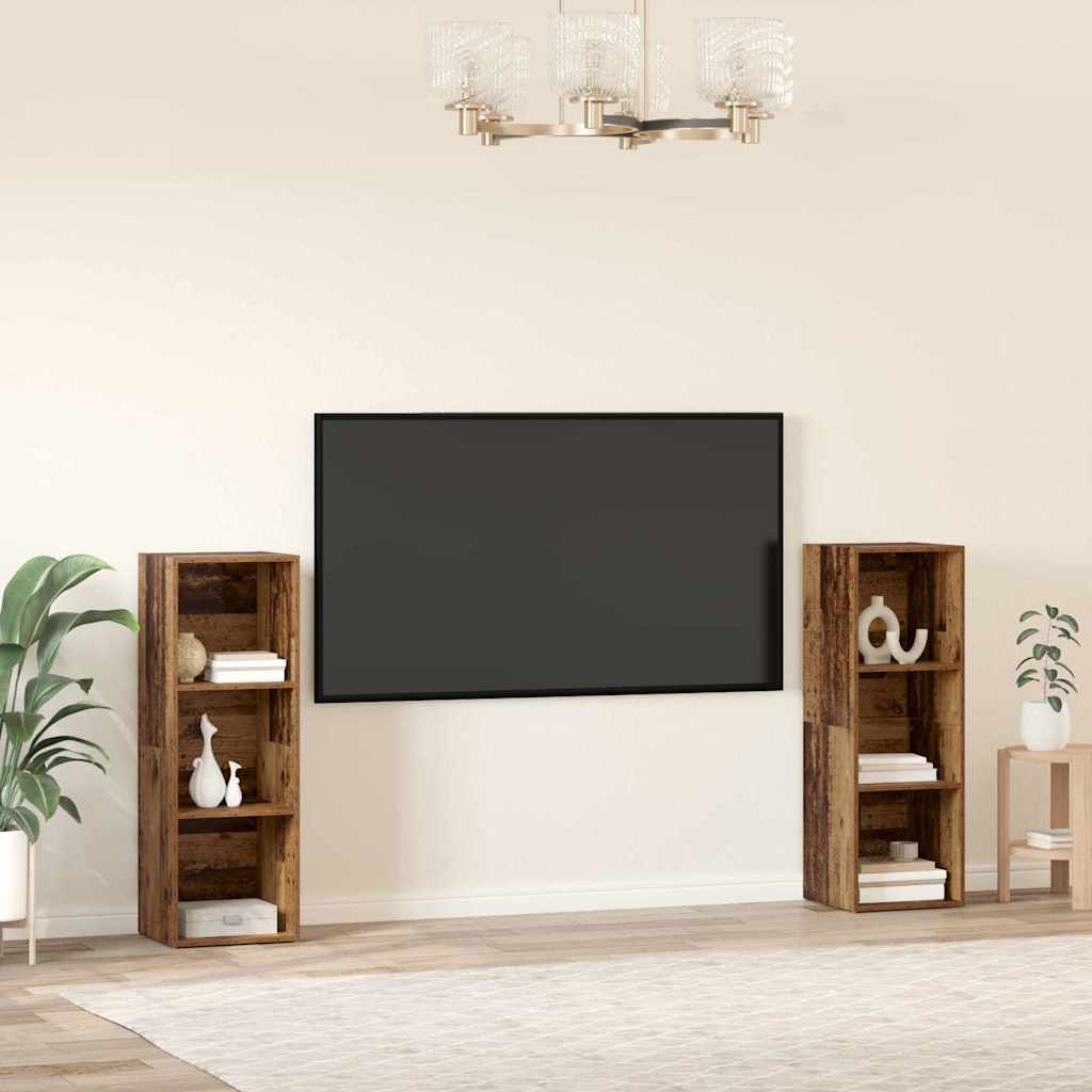 TV-bänkset 2 pcs Gammalt trä 107 x 35 x 37 cm Konstruerat trä