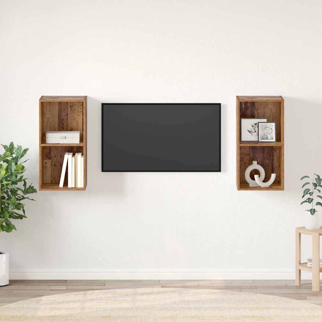 Vägg TV Skåp 2 pcs Gammal trä 37 x 37 x 72 cm Konstruerat trä