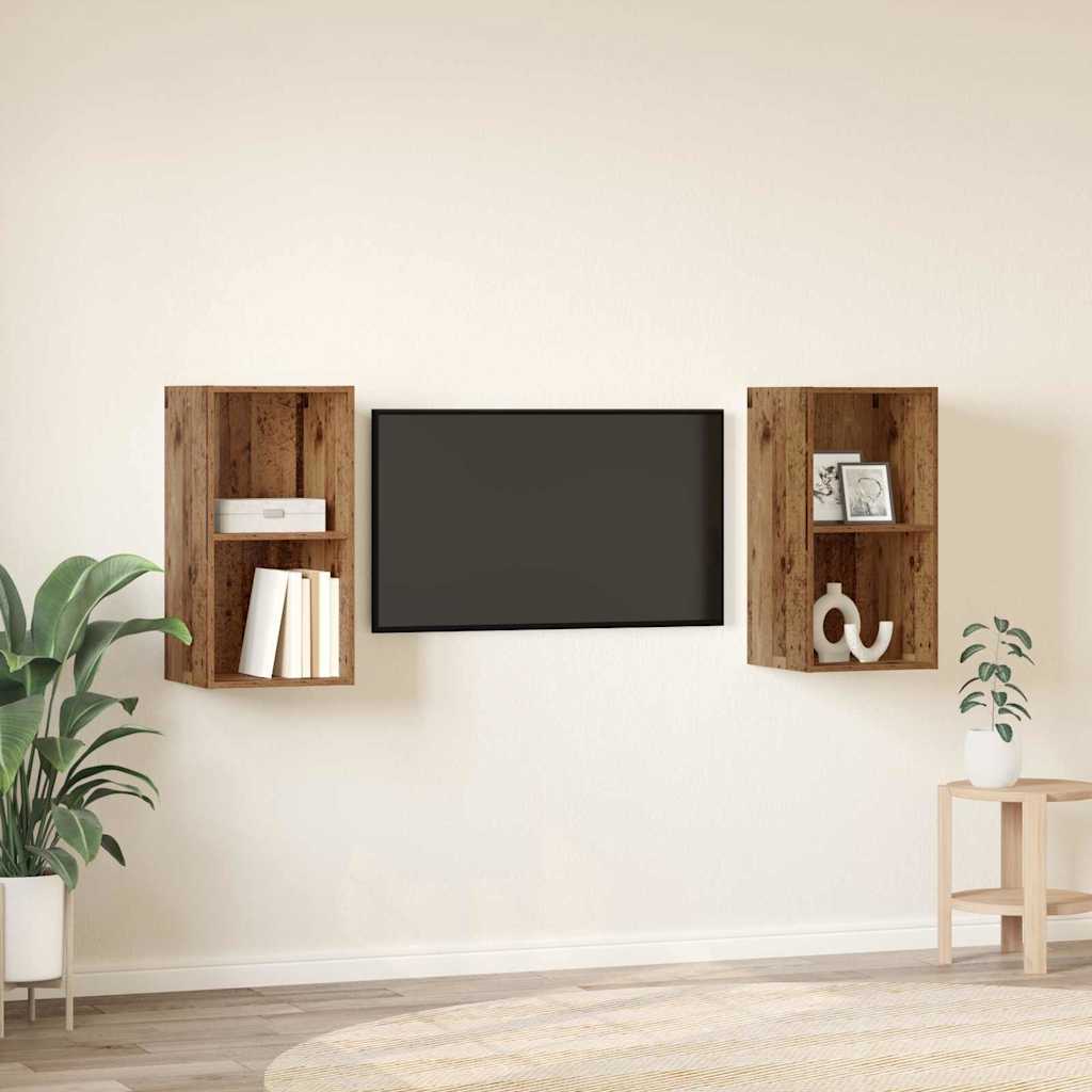 Vägg TV Skåp 2 pcs Gammal trä 37 x 37 x 72 cm Konstruerat trä