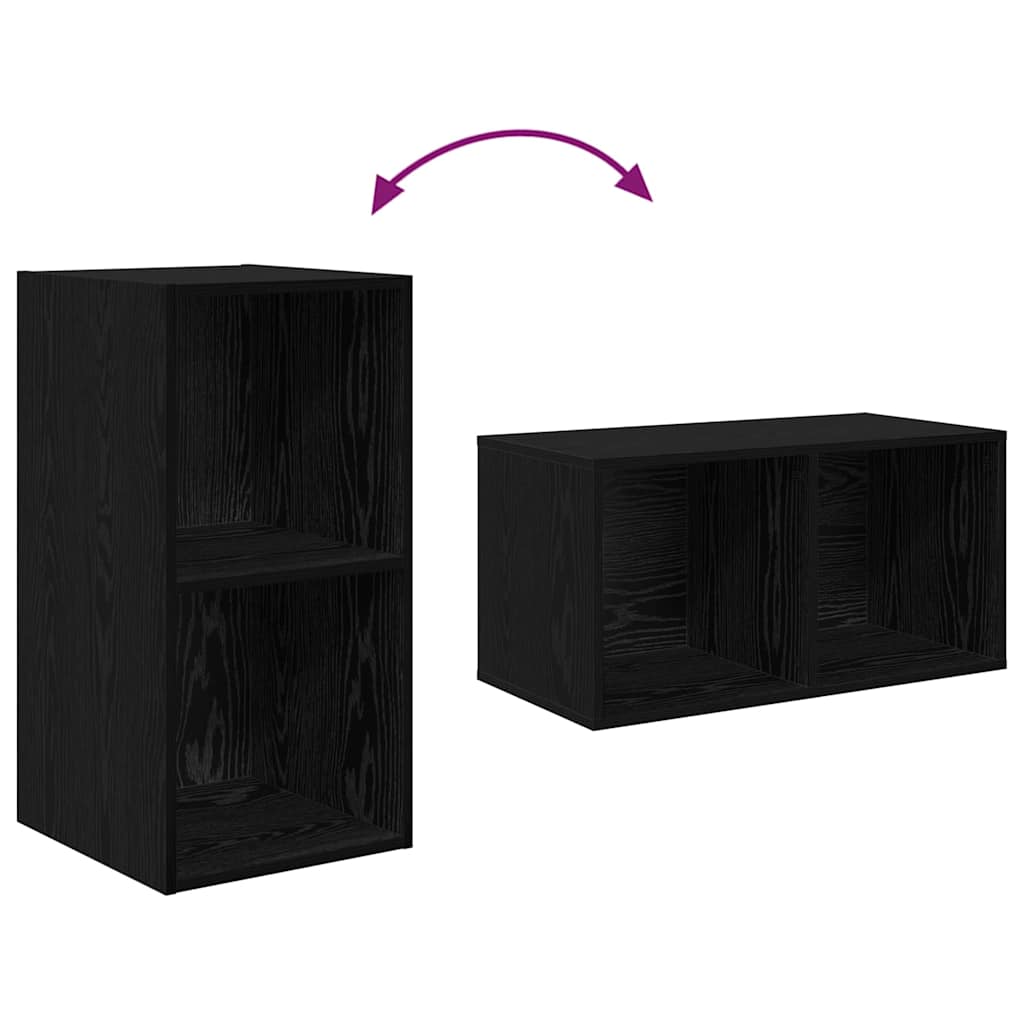 Vägg TV Skåp 2 pcs Svart ek 37 x 37 x 72 cm Konstruerat trä