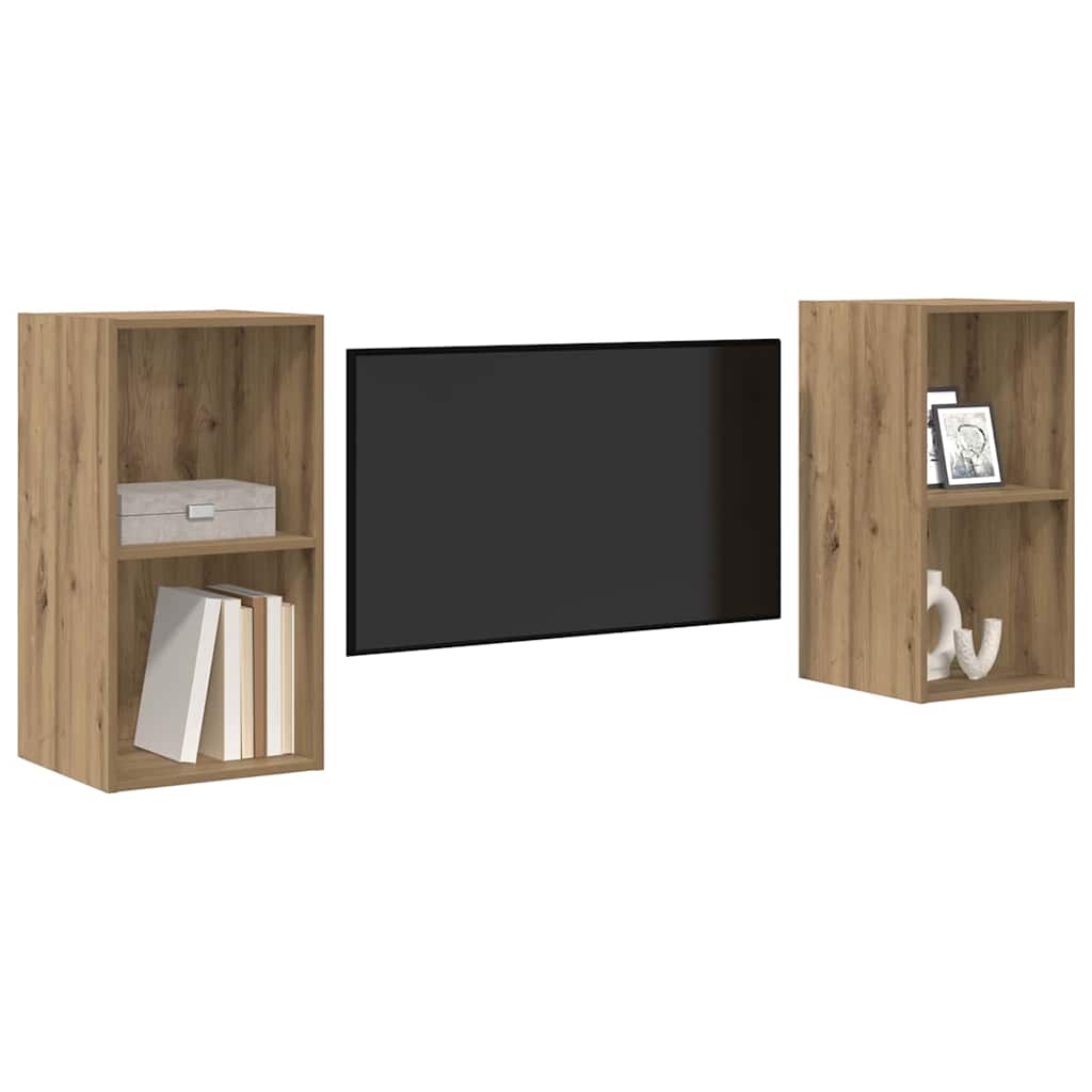 Vägg TV Skåp 2 pcs Hantverks-ek 37 x 37 x 72 cm Konstruerat trä