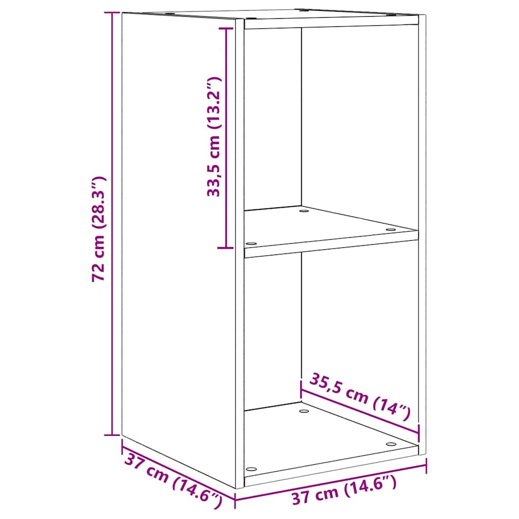 Vägg TV Skåp 2 pcs Hantverks-ek 37 x 37 x 72 cm Konstruerat trä