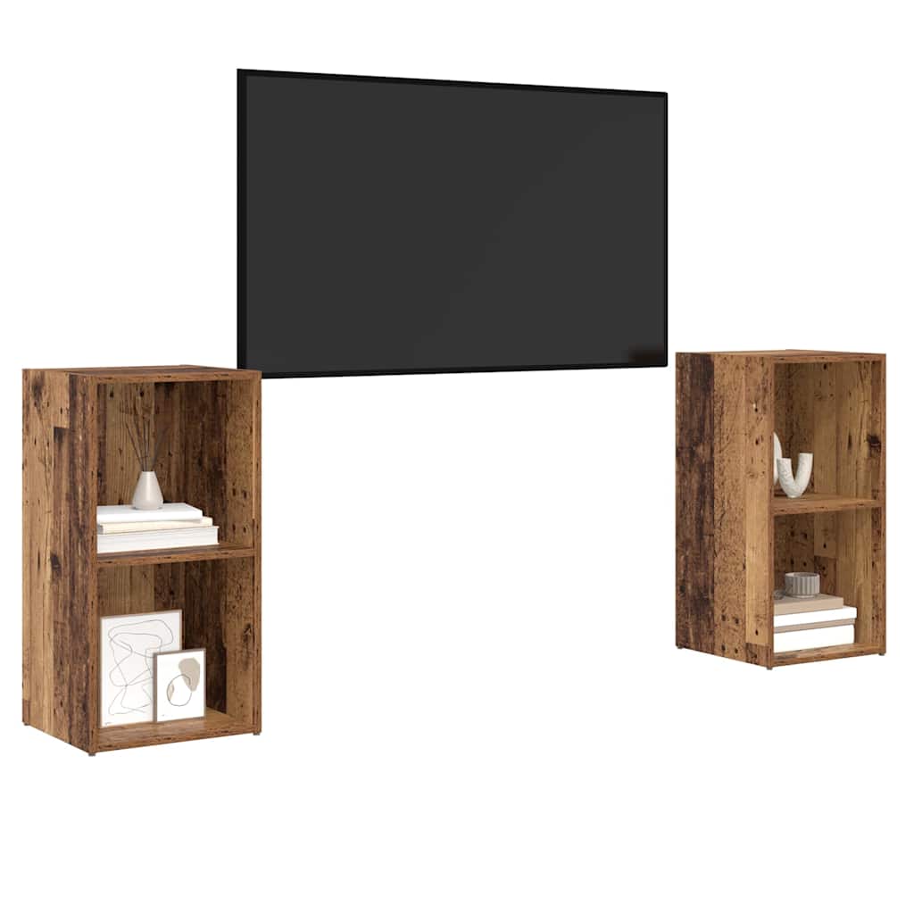 TV-bänkset 2 pcs Gammalt trä 72 x 35 x 36.5 cm Konstruerat trä