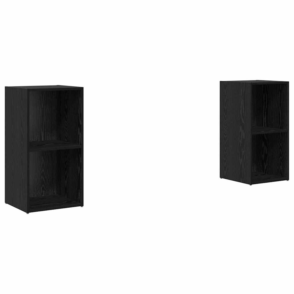 TV-bänkset 2 pcs Svart ek 72 x 35 x 36.5 cm Konstruerat trä
