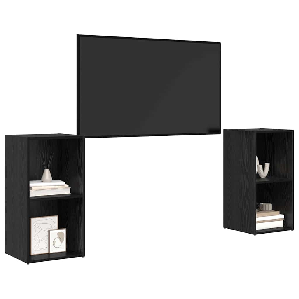 TV-bänkset 2 pcs Svart ek 72 x 35 x 36.5 cm Konstruerat trä
